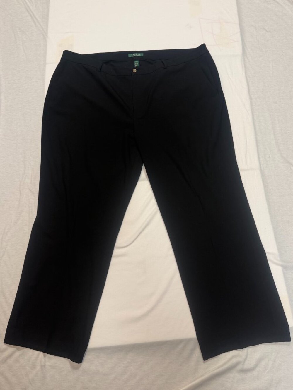 Lauren Ralph Lauren Black Dress Trousers 22W Poly Blend Wide Leg Pants
